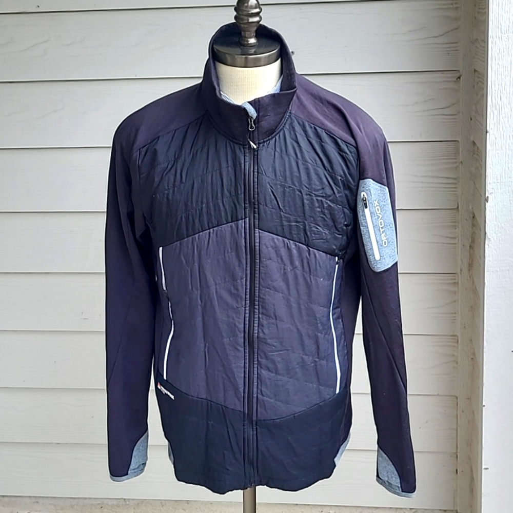 ORTOVOX Black Grey Wool Blend Swiss Mens Sz XL Full‎ Zip Athletic Jacket